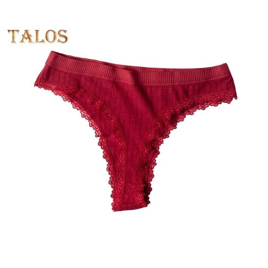 Женское ребристое хлопковое нижнее белье с кружевной отделкой и заниженной талией, мягкие эластичные трусики-бикини, бесшовные трусы для повседневной носки