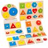 Wooden Shape and Color Matching Hand Scratching Board Montessori Baby Puzzle Toy Geometric Early Education Cognitive Toys TMZ