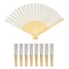 10 шт., белые свадебные веера, бамбуковый складной бумажный веер, портативный свадебный веер, подарочное украшение для гостей, свадебный веер