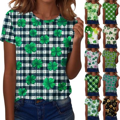 Женская футболка футболка принт короткий рукав повседневная выходная мода базовая обычная топ Ст. День Патрика