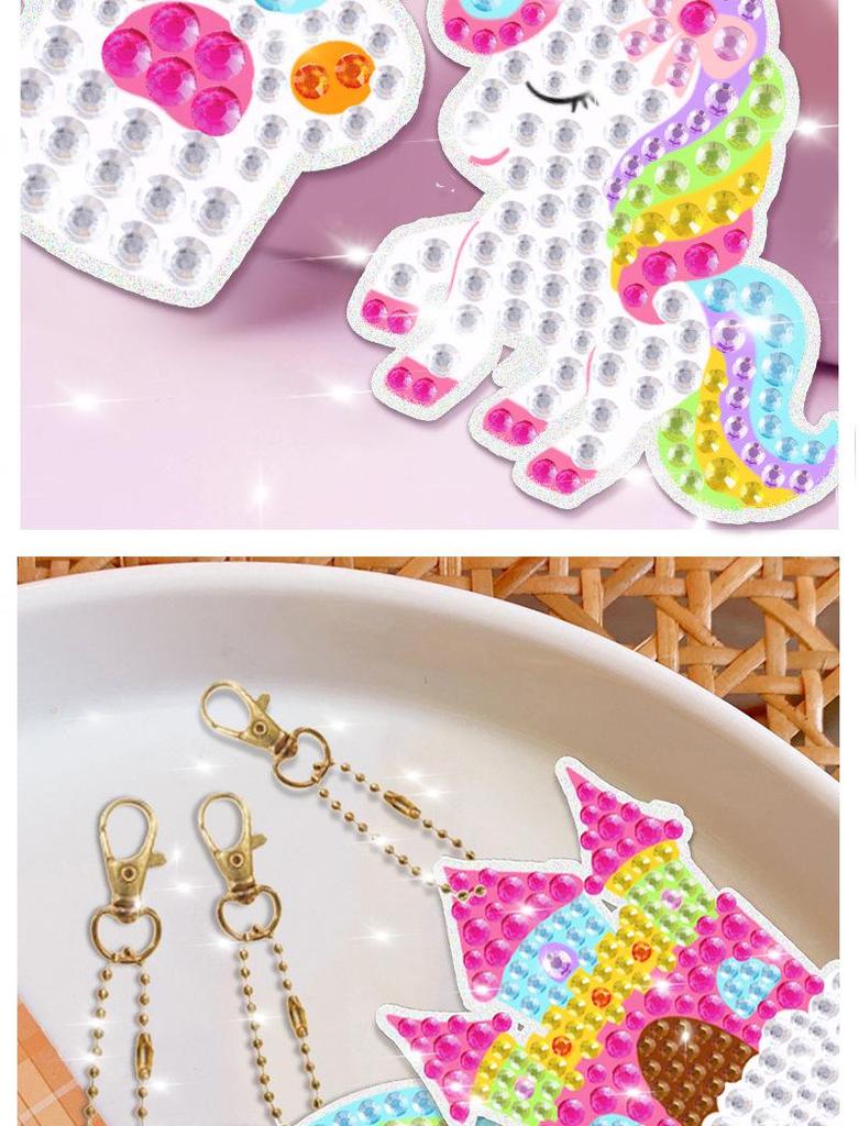 Mermaid Unicorn Ice Cream DIY Diamond Painting Keychain for Children