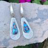 Bohemian Drop Turquoise Hook Earrings Creative Hand Carved Pattern Drop Earrings