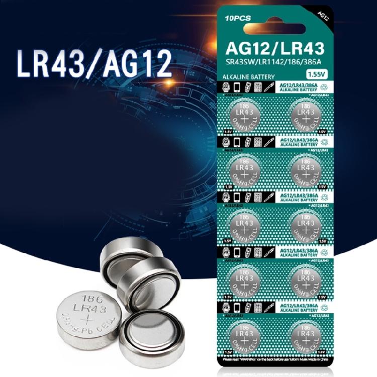 10Pcs AG12 LR43 Button Batteries 1.5V Alkaline Button Coin Battery for Toys Watches And More AG12/SR43W/SR43/386