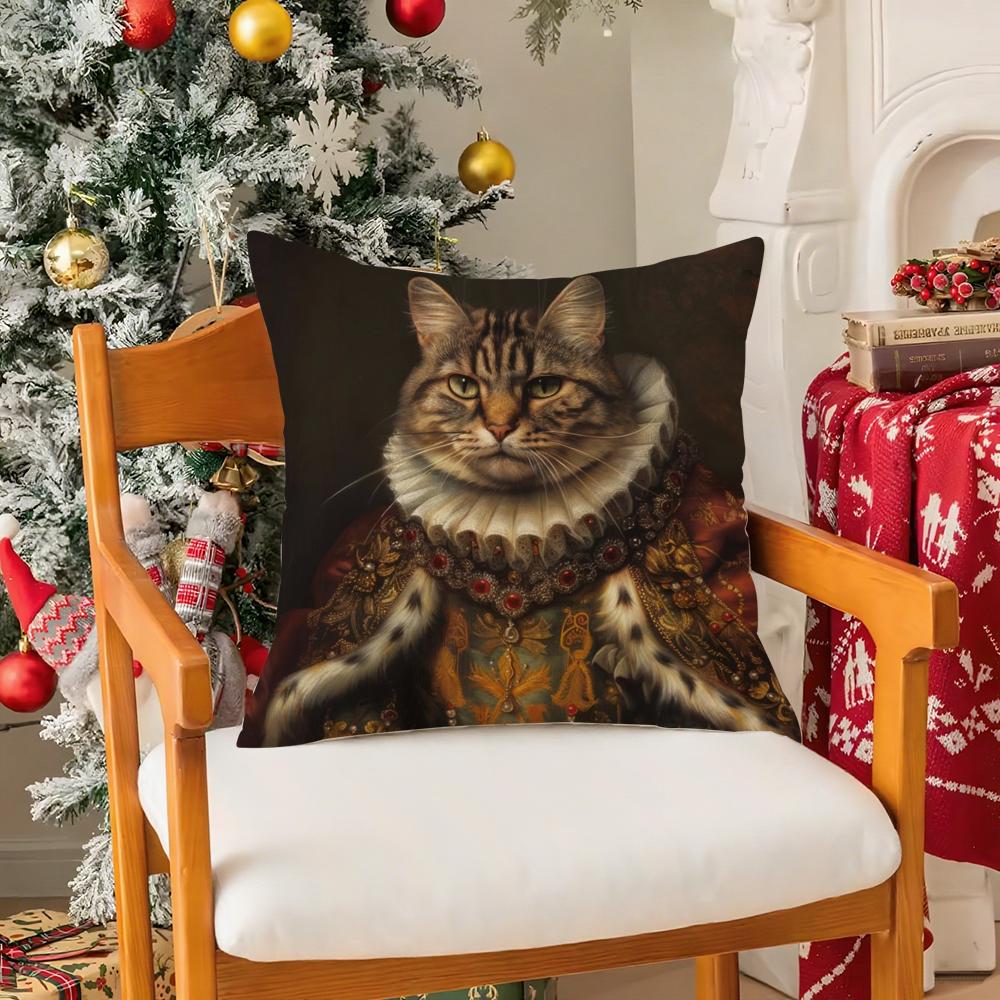 Quirky Elegant And Luxurious Crown Cat Pillow Case Silky Short Plush With Invisible Zipper Dustproof Sofa Cushion Cover