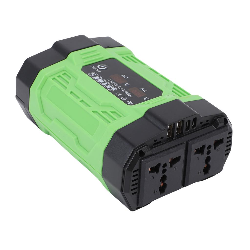 500W Car Power Inverter DC 12V To AC 220V Car Inverter with 2 USB Ports 2 Type C Ports 2 Universal AC Outlets for