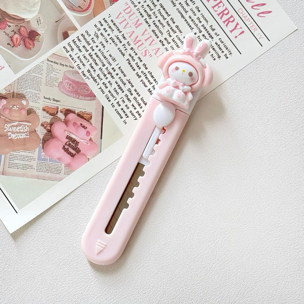 Милый нож для рукоделия в виде кролика, портативный мини-резак для коробок для студентов, мультяшный выдвижной универсальный нож для распаковки посылок, резак