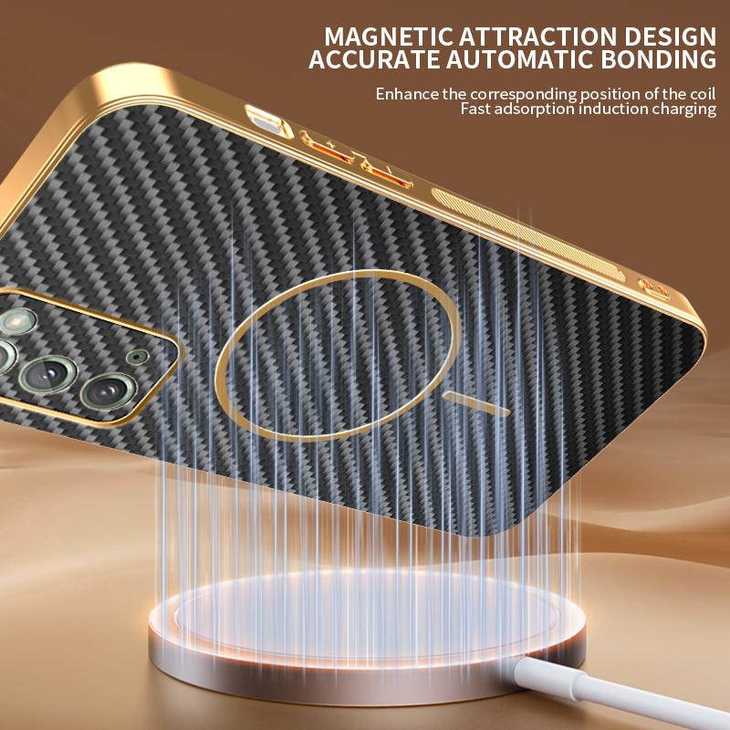 For Samsung Galaxy Note 10 10 Ultra 20 20 Ultra electroplated carbon fiber magnetic fingerprint-resistant shockproof phone case