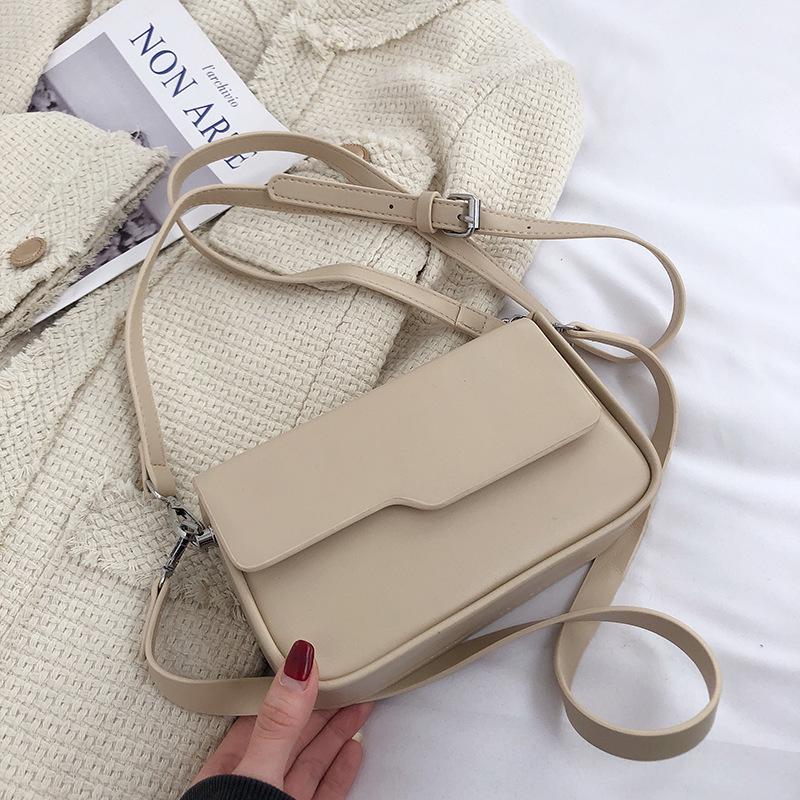 Женская корейская ретро маленькая квадратная сумка кроссбоди 2024 - Универсальный однотонный цвет, повседневный стиль на одно плечо