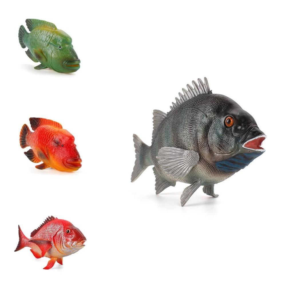 Реалистичный набор моделей тропических морских животных с группой Красных Шелковых Рыб и декором из Снеппера