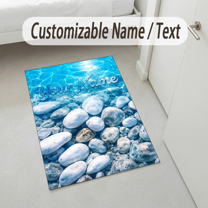 Decorative Artwork Theme Crystal Velvet Rug Personalized Custom Name Text Soft Floor Mat Home Decor