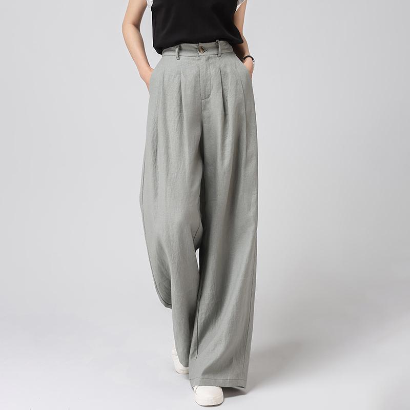 Women's 100% Linen Wide-Leg High-Waisted Loose Trousers, Summer 2026 Collection