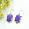 925 Sterling Silver Earring, Purple Copper Turquoise Gemstone Earring