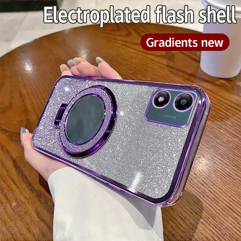 For Motorola Moto E13 E14 E32 Luxury Glitter Magnetic Mirror Stand Case For Motorola Moto E32 E14 E13 Shockproof Phone Cover