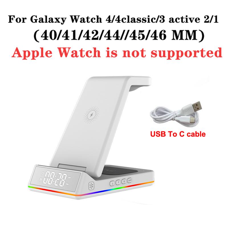 Складная подставка для беспроводного зарядного устройства, док-станция RGB со светодиодной подсветкой, 15 Вт, станция быстрой зарядки для Samsung Galaxy Watch 5/4 S22 S21 Iphone 14 Pro