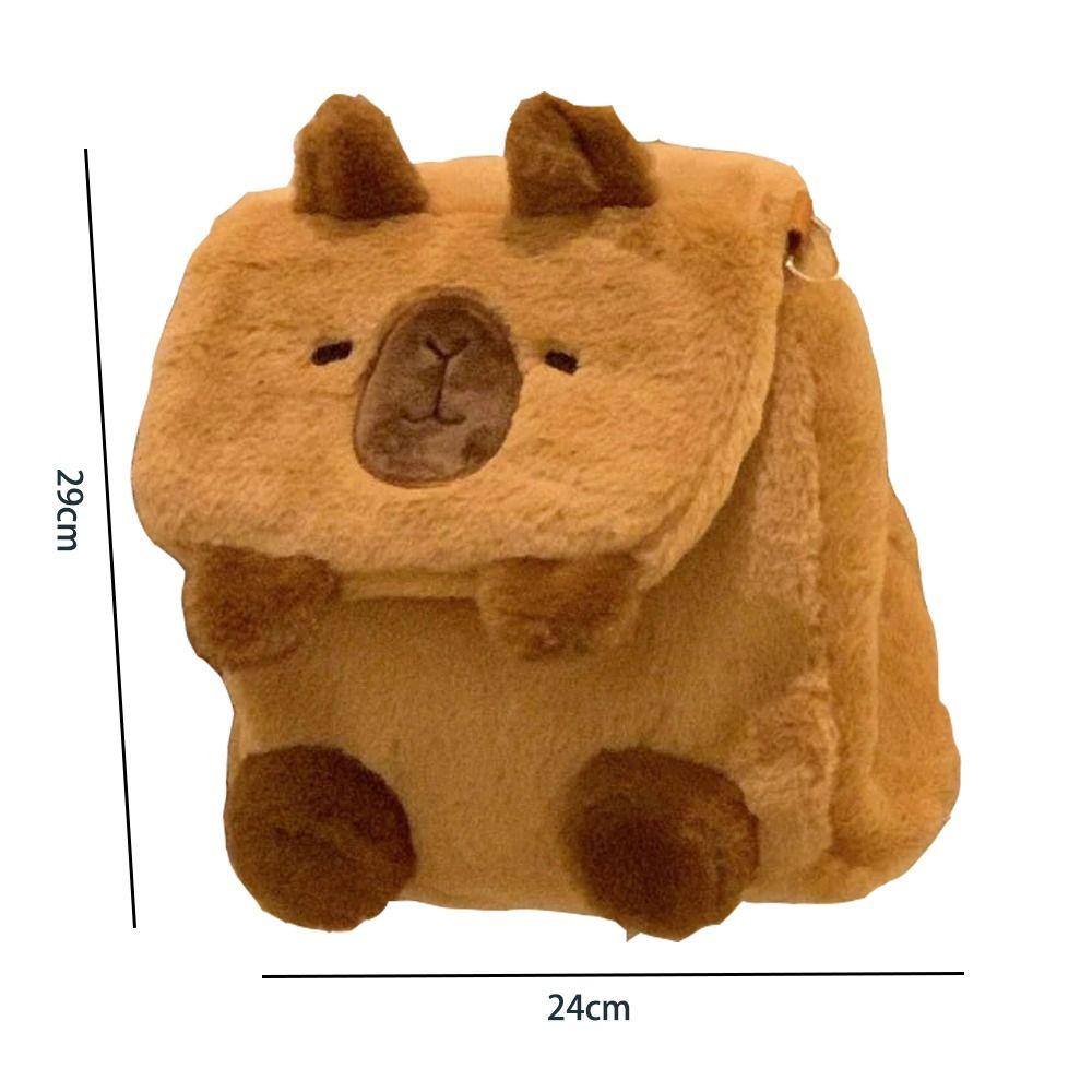 Мультфильм Капибара Рюкзак Меховой Плюшевый Школьный Рюкзак Портативный Капибара Сумка На Плечо Аниме Периферийные Устройства