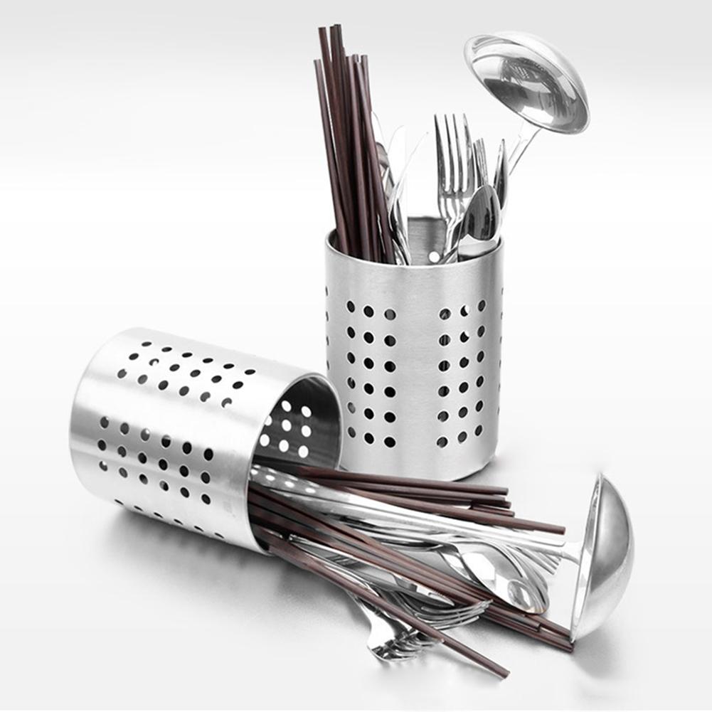 Restaurant Cutlery Holder Drainer Storage Spoon Chopsticks Organizer Rack Silver