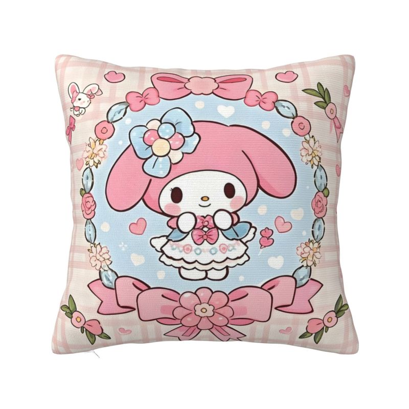 Индивидуальная роскошная наволочка для подушки Sanrio My Melody в стиле аниме для дивана, полиэстер, мультяшная, милая, декоративная для спальни