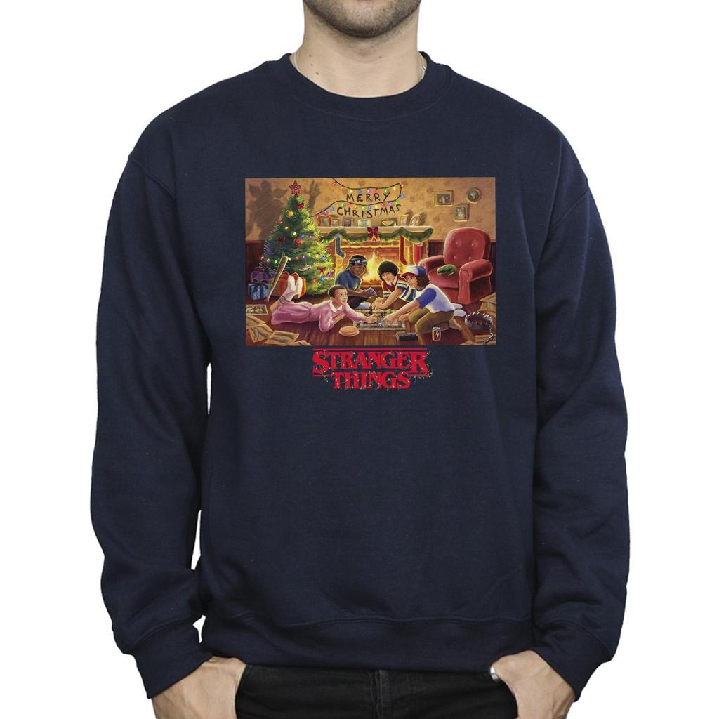 Netflix Mens Stranger Things Christmas Gathering Sweatshirt