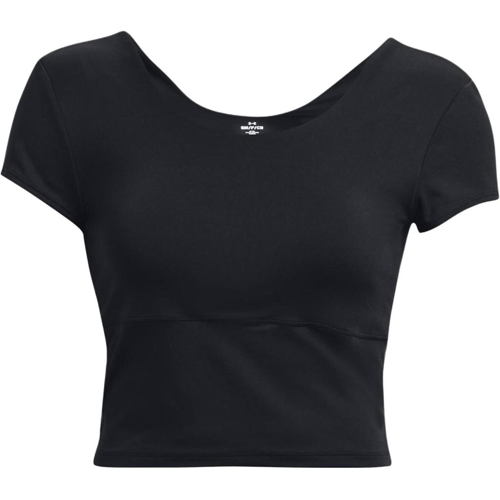 Under Armour Solid Color Round Neck Fitted Short Sleeve T-Shirt Women Tops Black 1379156-001