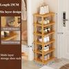 Wood Shoe Rack Multi-Layer Stackable Shoes Organizer Narrow Simple Entrance Shoe Cabinet Storage Shelf Home Space Saving Cabinet