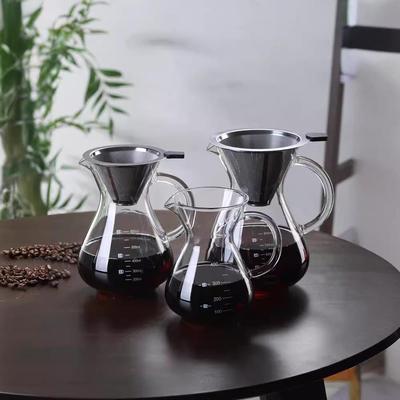 Стеклянный кофейник с ручкой и шкалой - Набор фильтров для капельной кофеварки пуровер