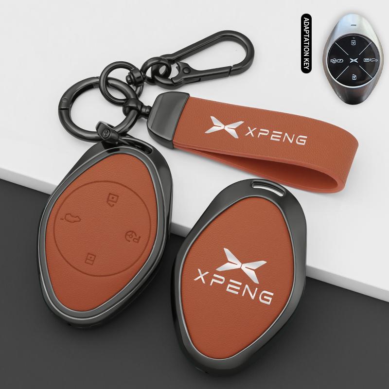 Чехол-брелок из цинкового сплава и кожи для автомобильного ключа Xiaopeng Xpeng P7 P7I P5 G3 G3I G9 G6 Держатель-оболочка Защитные аксессуары