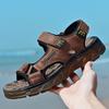 Сандалии из коровьей кожи с верхним слоем, летняя новая нескользящая толстая подошва, пляжная обувь для отдыха на открытом воздухе, универсальная повседневная обувь для мужчин