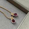 Легкая Роскошь Уникальный Дизайн Ожерелья Подвеска Полный Бриллиант Рубин Изысканные Круглые Бусины Цепочка-Воротник Красные Шармы Ювелирные Изделия Подарки