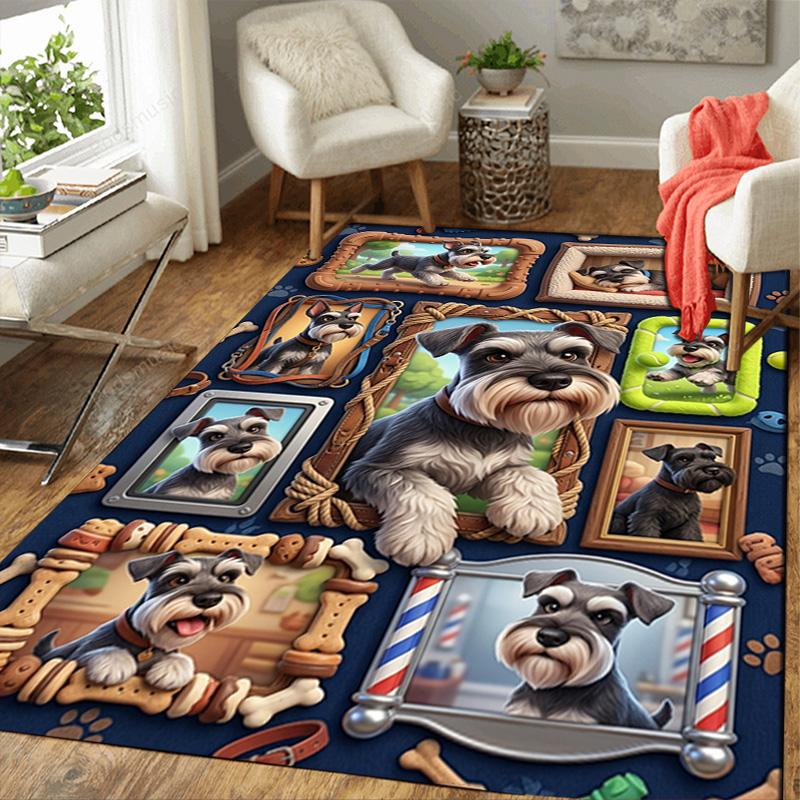 Schnauzer Frames Collage Pattern Rug Floor Mat for Living Room or Bedroom Soft and Comfortable Carpet a Gift for Birthday and Holiday.