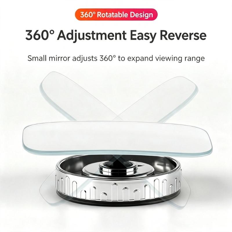 Traffic Check Auxiliary Mirror Set for Cars, Suction Cup Mount, Adjustable Base, 2 Mirror Viewing Support for Reversing Use