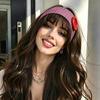 Oversized Button Sports Striped Printed Headband Stretch Fabric Fitness Hairband  Daily Wear