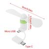 Micro USB Portable Usb Fan Type C Mini Fan 2in1 Fan Cooler  for Mobile Phone