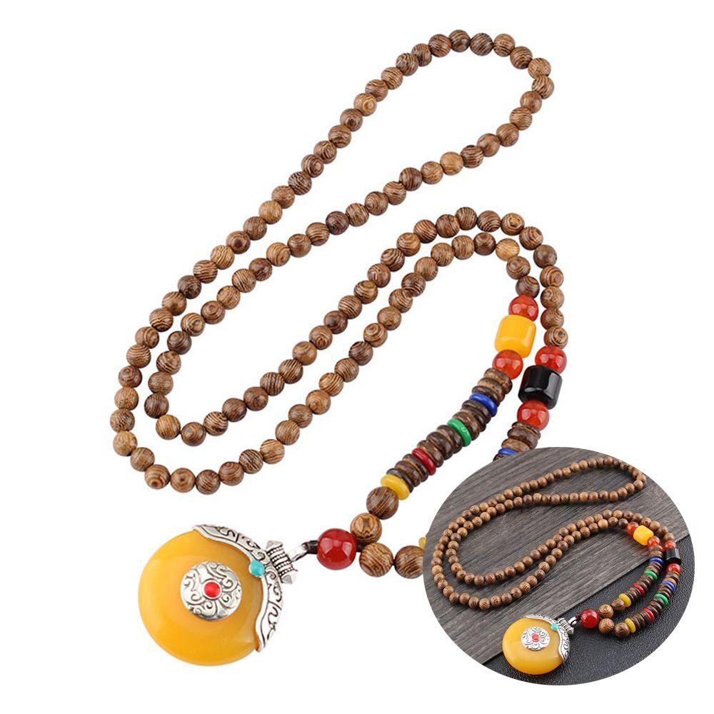 Фестиваль ручной работы, этнические украшения, вечерние, Непальское ожерелье, буддийский рог, подвеска в форме рыбы, мала, деревянная бусина