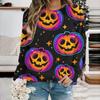 Women's Fashion Hoody Halloween Pumpkin Lamp Print Sweatshirts Long Sleeved O Neck  Hoodies Female Tops