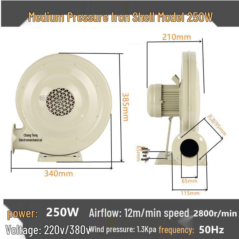 Medium Pressure 220V Industrial Centrifugal Blower for Dust Extraction and Combustion Assist