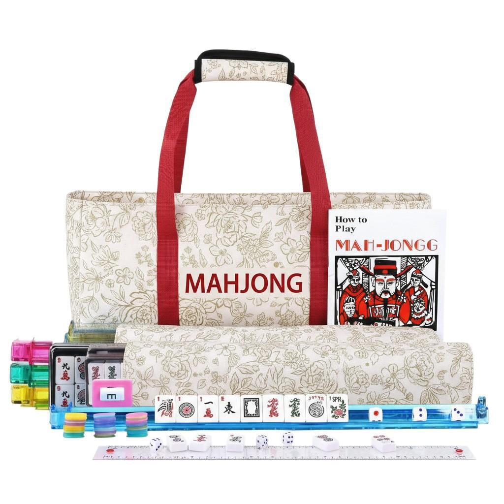 Mahjong-themed makeup bag, a complete set, portable for travel, large capacity, can be used to store makeup and mahjong tiles