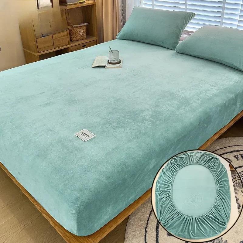 Мягкий теплый наматрасник, утолщенный бархатный эластичный чехол для простыни, протектор, однотонный чехол для кровати, латексный коврик, чехол для кровати, постельные принадлежности
