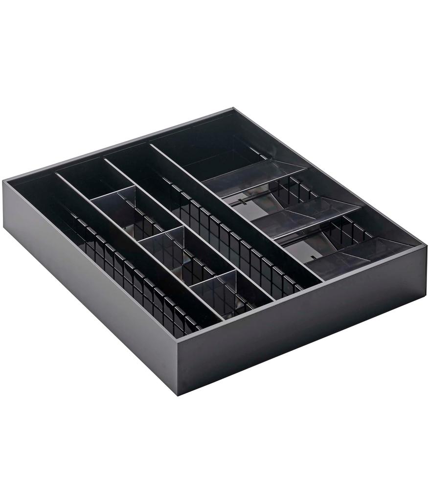Yamazaki Jitsugyo 3D Horizontal Telescopic Cutlery Case Black Approximately In 6cm Width Tower Easy To Take Out Diagonal Divider 5416
