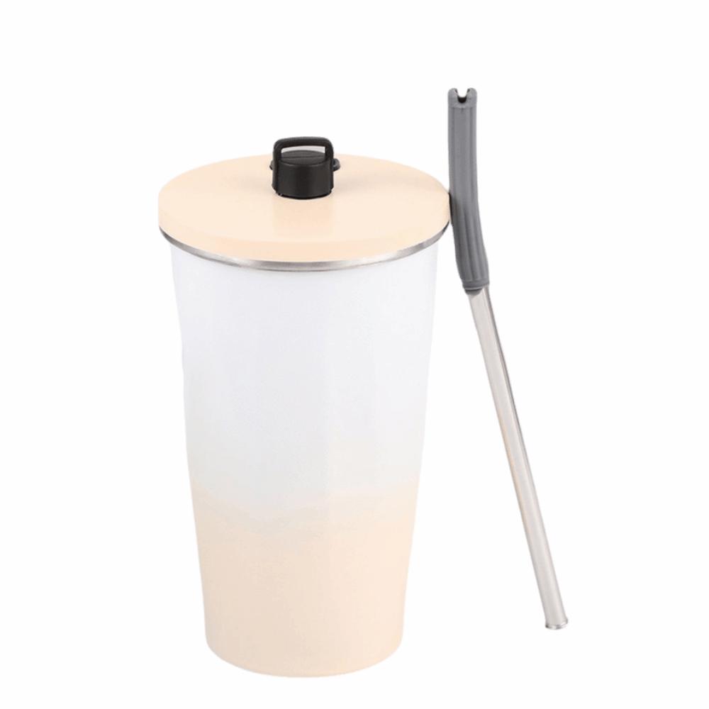 Creative Travel Insulated Tumbler 600ML with Straw Stainless Steel Thermal Mug Leak Proof with Lid Stainless Steel Coffee Cup