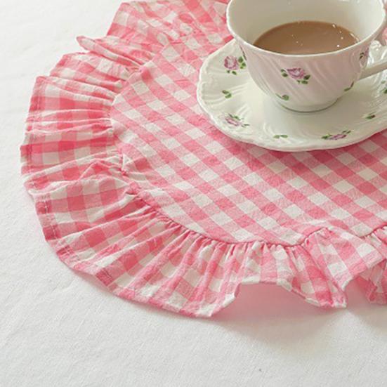 1/2 шт. Кухонная салфетка под тарелку Квадратная Круглая Стиранный Хлопок Настольные салфетки со складчатыми краями Термостойкие для Столовой Дома Кухни Вечеринки Салфетки под тарелку