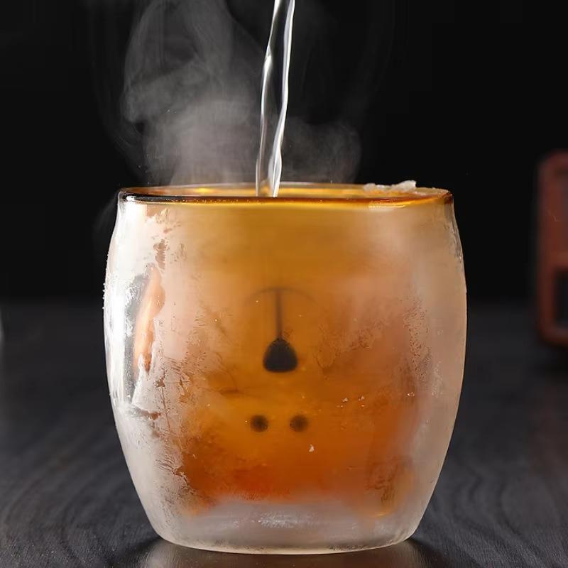 250 мл мультяшный медведь двойной стенки стеклянная чашка - симпатичная термокружка кофе молоко сока, креативный изолированный подарок для дома и офиса