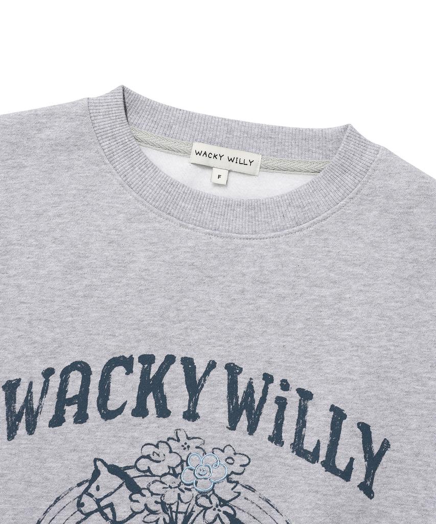 WACKY WILLY Women'S Typographic Sweatshirt Gray