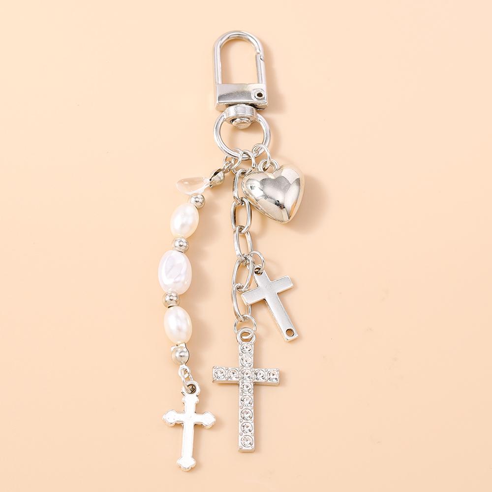 Gothic Alloy Cross Keychain Men Women Star Key Ring Pendants for Handbag Decor DIY Handmade Key Chain Gifts