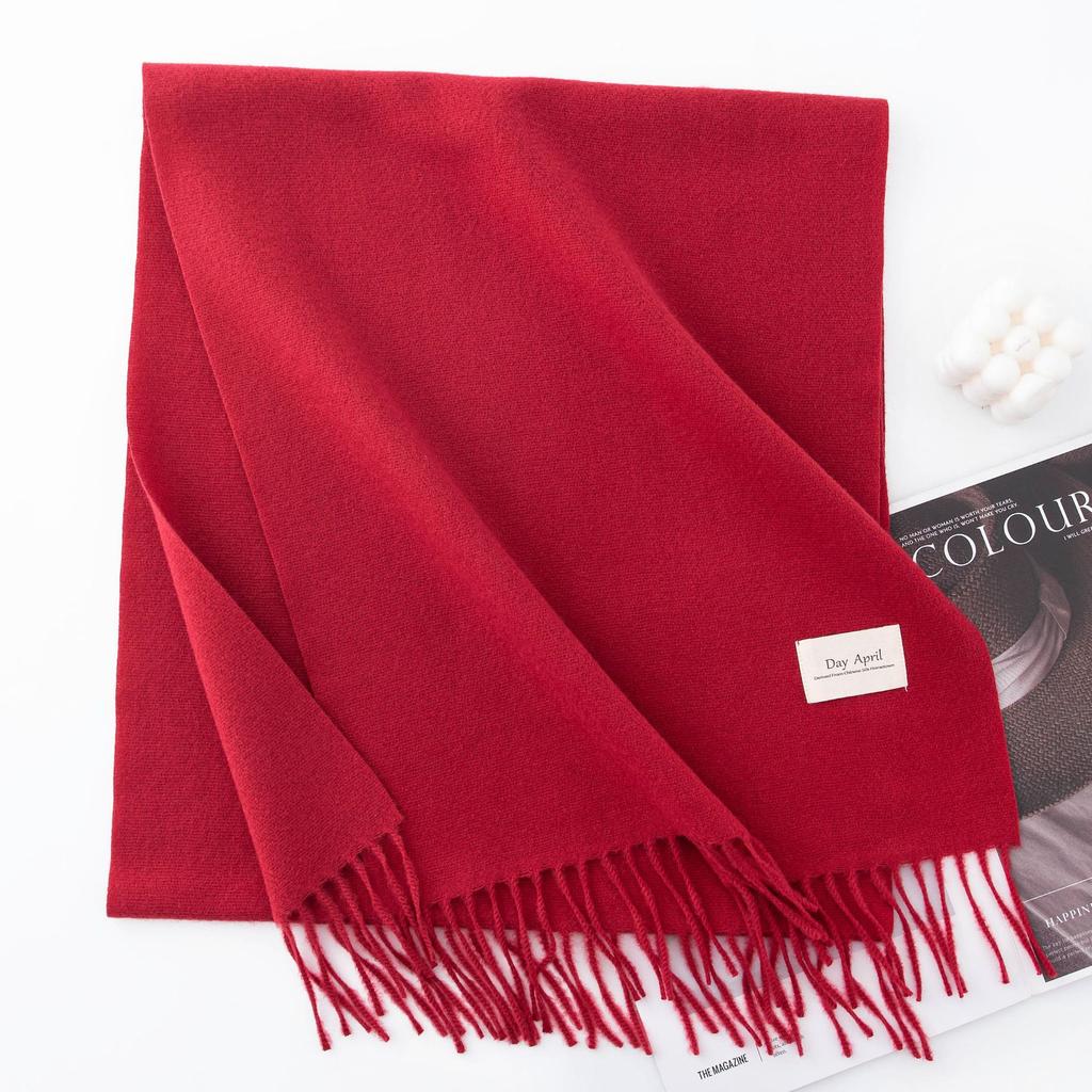 Solid Color Imitation Cashmere Scarf Women's Winter Warm Shawl Neck Scarves