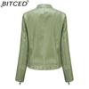 BITCED Rivet Fashion Стойка Кожаная Куртка Однотонная Повседневная Куртка для Женщин Весна/Осень Верхняя Одежда
