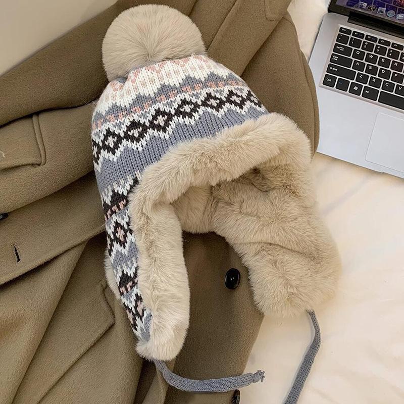 Женская зимняя ретро теплая вязаная шапка вязаная шапка вязаная шапка