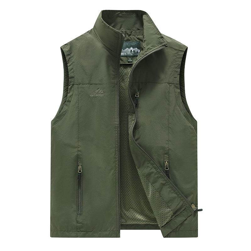 Classic New Spring and Summer Outdoor Casual Quick-drying Vest Trend Fashion Simple Stand-up Collar Photography Vest Top Jacket
