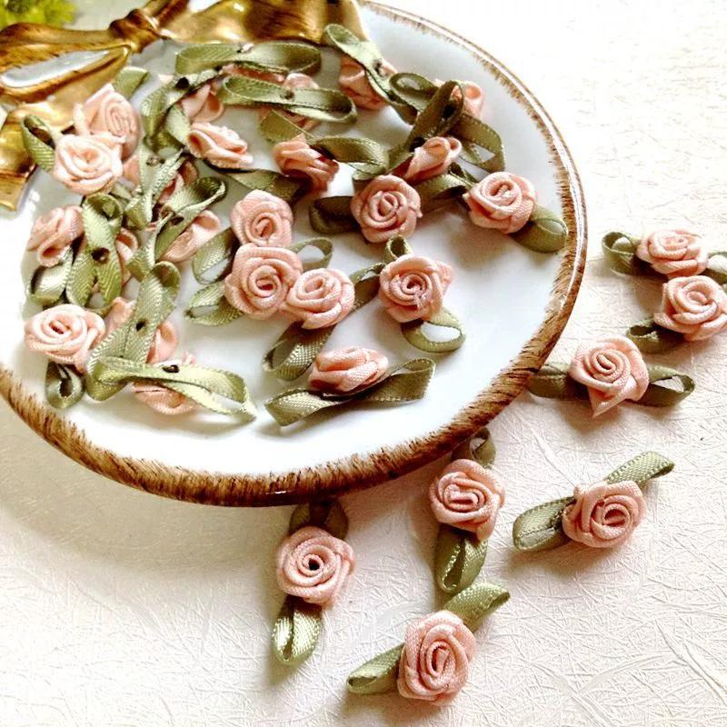 20 шт искусственных атласных лент, розетки, мини-розы ручной работы, аппликации из ткани для свадебного украшения, аксессуары для шитья