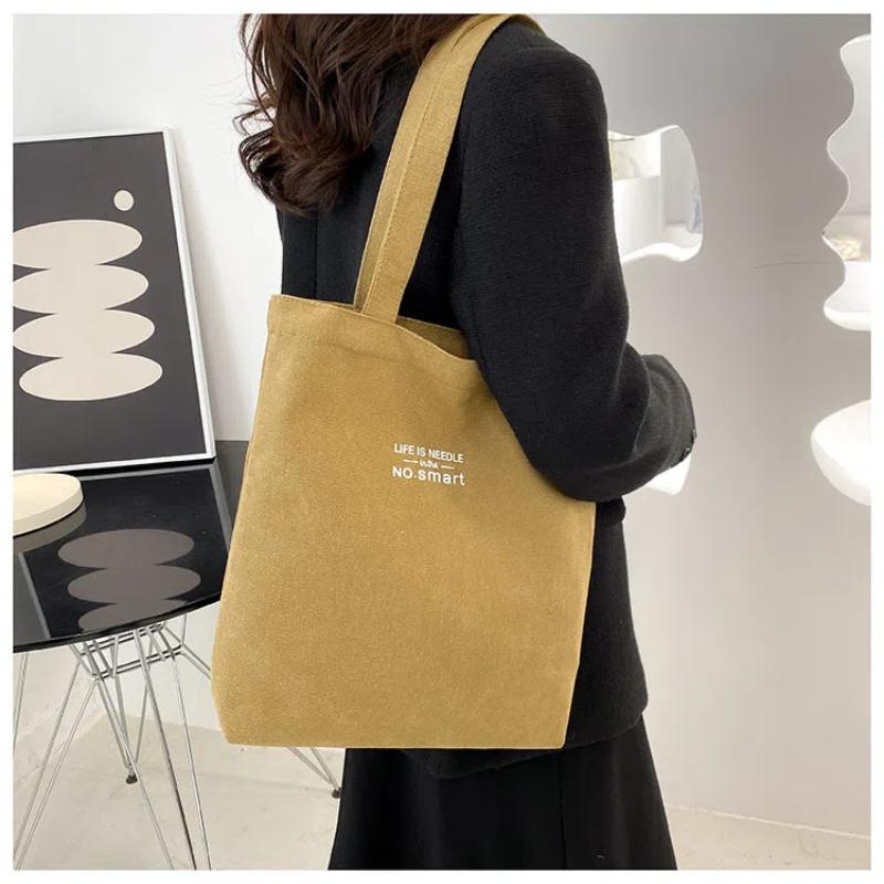 Женская холщовая сумка-тоут, повседневная на плечо, для работы, большая вместимость, с ручками, многофункциональная, большая хозяйственная сумка