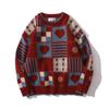 2024 Autumn And Winter New Trendy American Retro Plaid Love Ins Sweater Red Thickened Lazy Couple Sweater Loose Jacket For Men